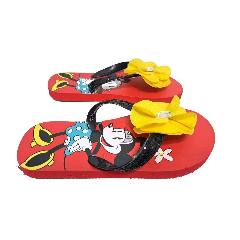Disney Kids Size 2/3 Minnie Mouse Daisy Duck Flip Flops Sandals Hawaiian Flower